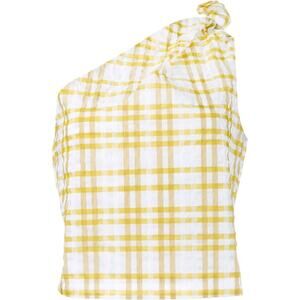 Rosie Assoulin Checked One Shoulder Top Yellow -XS